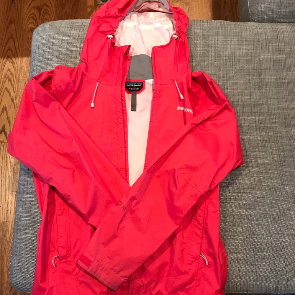 Pink Patagonia rain jacket